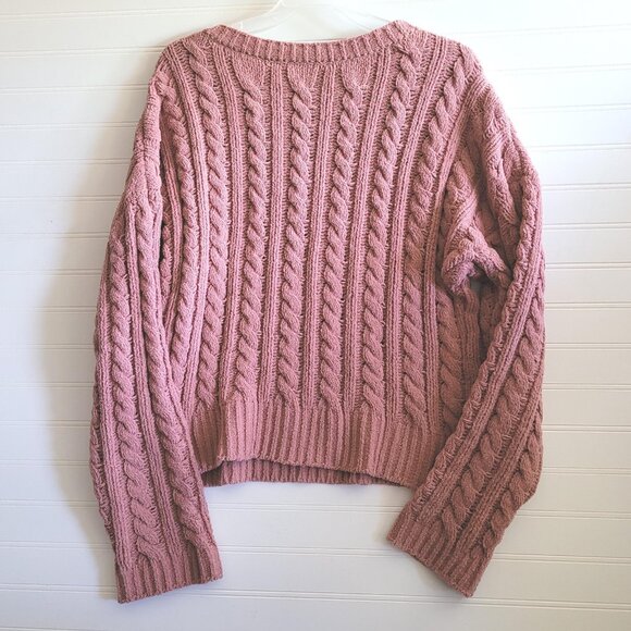 Philosophy Sweater Womens Large Pink Chenille Cable Knit Pullover NEW - Picture 9 of 11